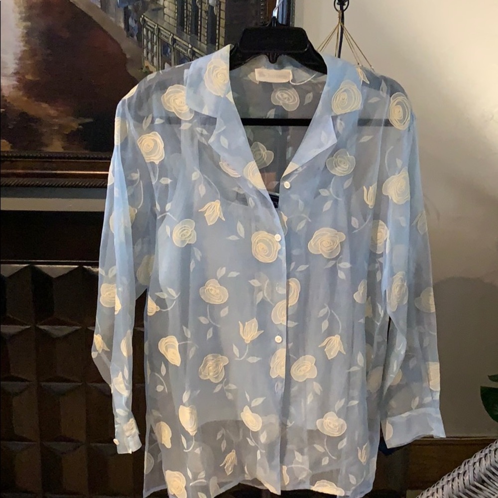 Burberry Silk Sheer shirt with shell sweater